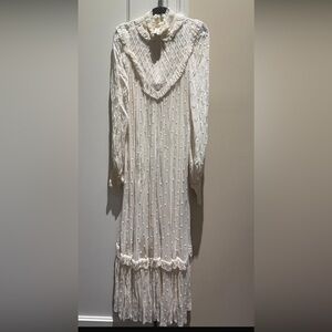 Zimmermann Ivory Textured Maxi Dress with Ruffle Neck